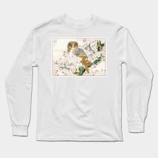 Japanese Owl Illustration Elegant Vintage Design Bird Lover Long Sleeve T-Shirt